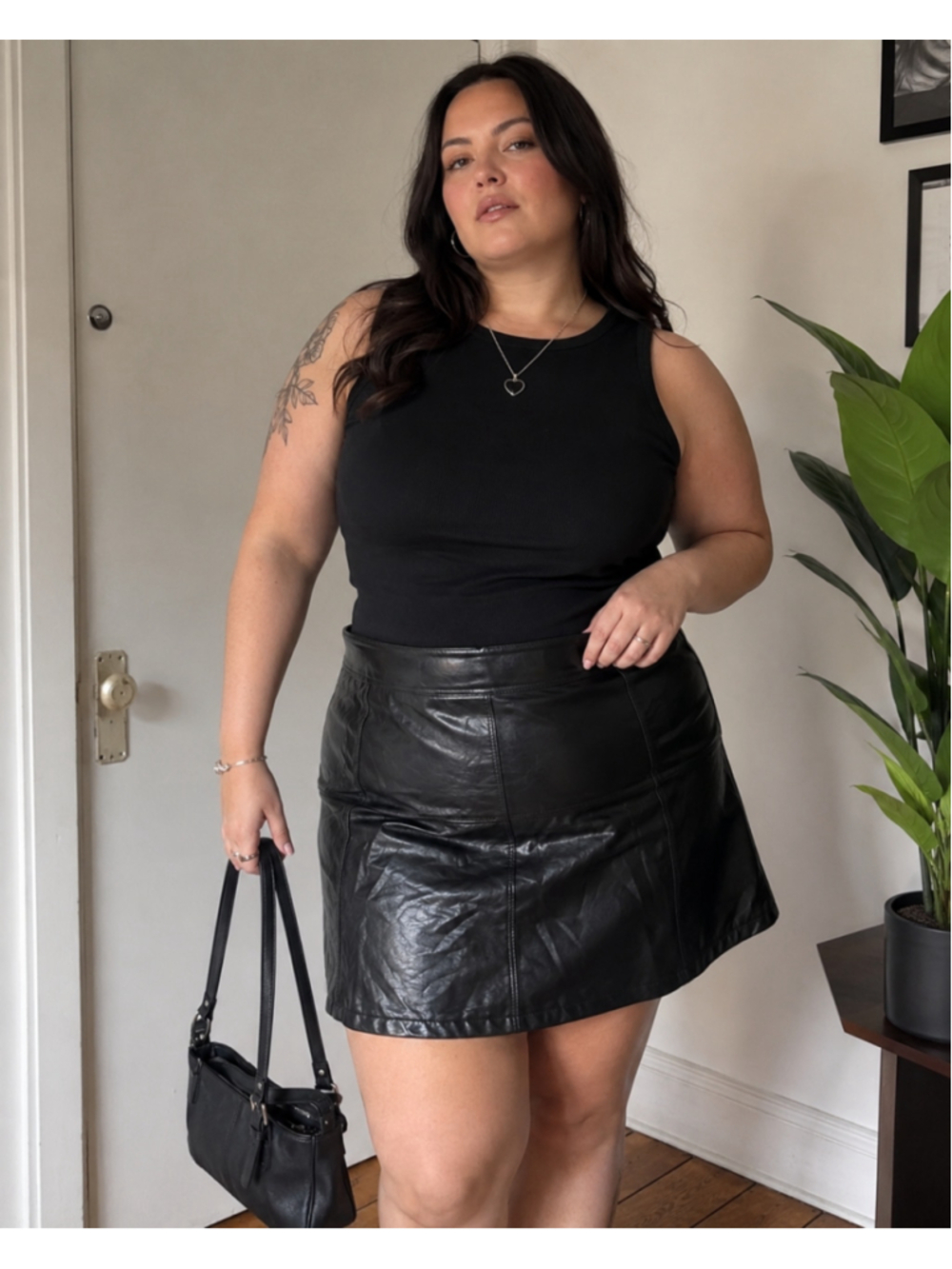 NWT Zac & Rachel Black Faux Leather Panelled Mini Skirt | Size XL